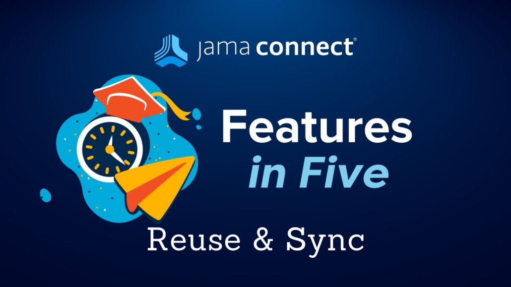 Image showing a graduation cap and clock, symbolizing that this content will teach someone about reuse & sync in a quick session.